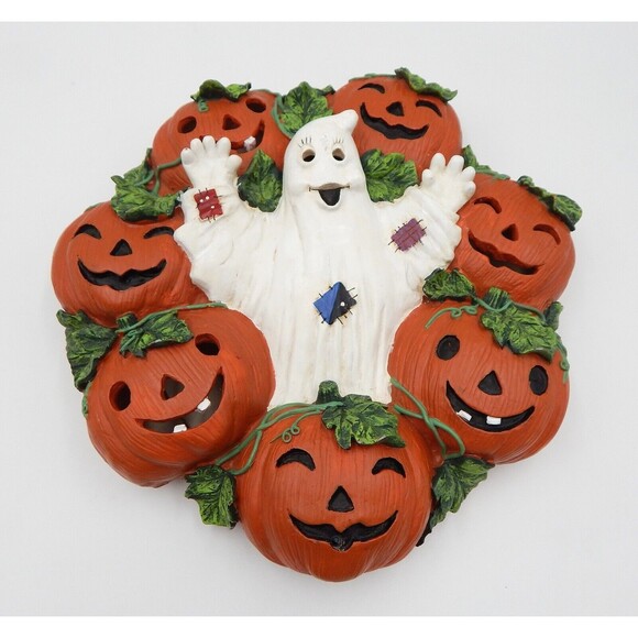 Gift Innovations Ghost and Pumpkin Wreath Talking Wall Decoration Non Working - Picture 1 of 13